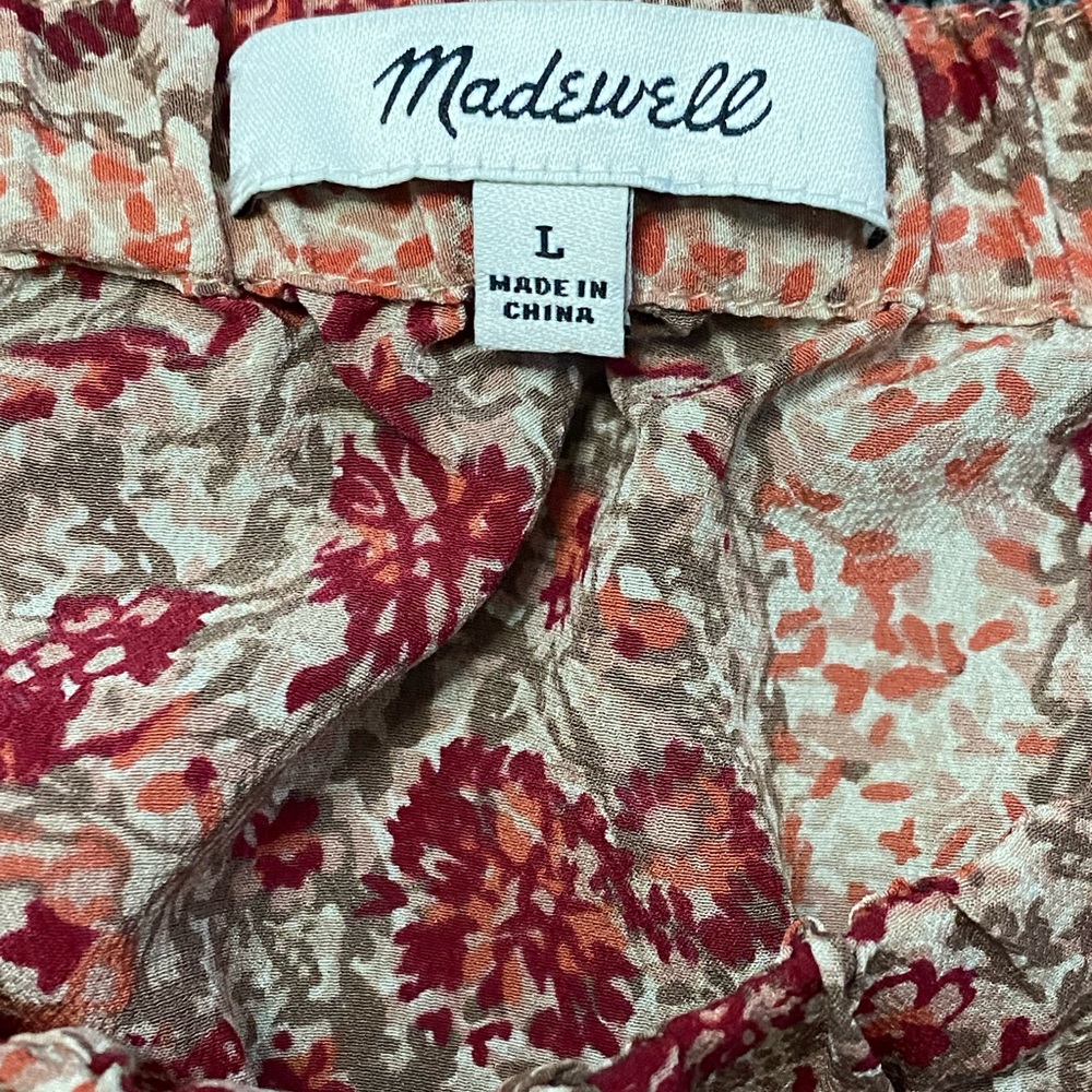 Madewell Top Boho Silk Blouse Floral Paisley Off Shoulder Large Summer Fall - Picture 5 of 6